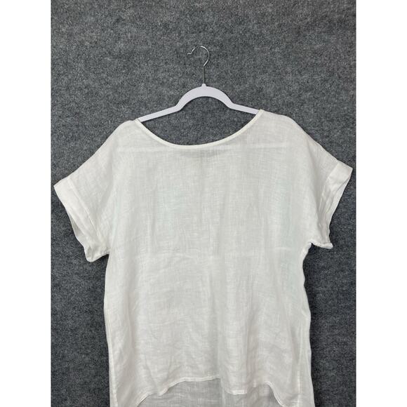 Tero Millennio 100% Linen Top White Women's Medium Boho, Lagon Look - Picture 2 of 13